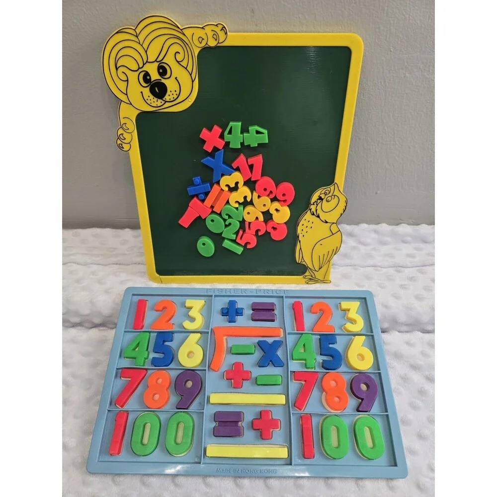 Vintage Fisher-Price Magnetic Alphabet Letters Numbers Set Hong Kong School Tray